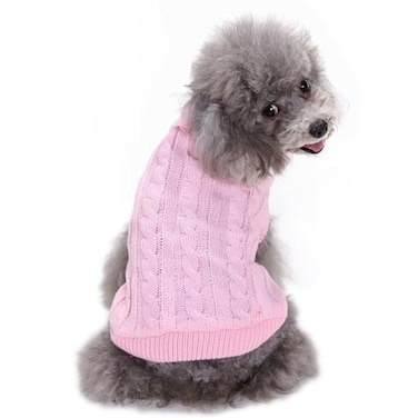 CHBORCHICEN Small Dog Sweaters Knitted Pet Cat Warm Dog Sweatshirt Winter Clothes Kitten Puppy Sweater SmallPink