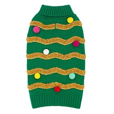 cyeollo Christmas Dog Sweater Pullover Turtleneck Glitter Holiday Pet Winter Clothes Knitted Sweaters for Small Dogs