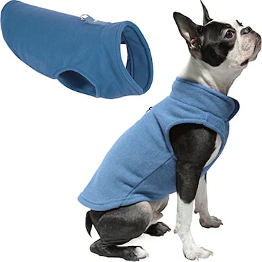 Gooby Fleece Vest Dog Sweater Blue XSmall Warm Pullover Fleece Dog Jacket with ORing Leash for Small to Medium Dogs