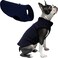 Gooby Fleece Vest Dog Sweater Navy Medium Warm Pullover Fleece Dog Jacket with ORing Leash for Small to Medium Dogs