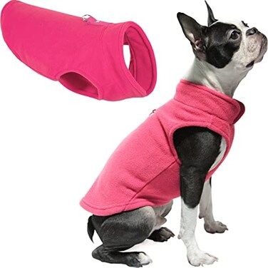 Gooby Fleece Vest Dog Sweater Pink Medium Warm Pullover Fleece Dog Jacket with ORing Leash for Small to Medium Dogs