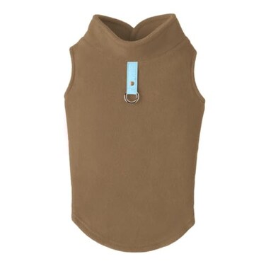 Gooby Fleece Vest Dog Sweater Clay XLarge Warm Pullover Fleece Dog Jacket with ORing Leash for Small to Medium Dogs