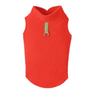 Gooby Fleece Vest Dog Sweater Pumpkin Medium Warm Pullover Fleece Dog Jacket with ORing Leash for Small to Medium Dogs