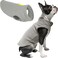 Gooby Fleece Vest Dog Sweater GrayYellow Medium Warm Pullover Fleece Dog Jacket with ORing Leash for Small to Medium Dogs