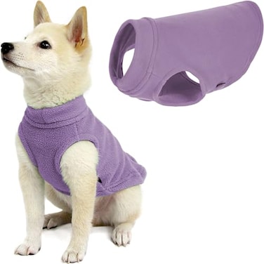 Gooby Stretch Fleece Vest Dog Sweater Lavender Small Warm Pullover Super Stretchy Fleece Dog Jacket for Small to Large Dogs