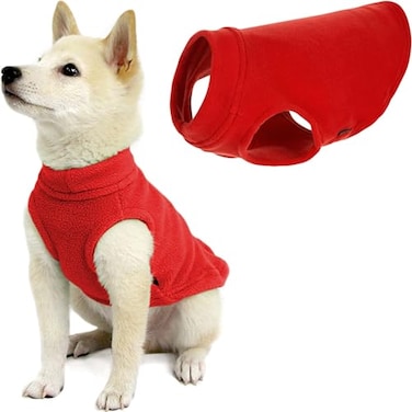 Gooby Stretch Fleece Vest Dog Sweater Red Medium Warm Pullover Super Stretchy Fleece Dog Jacket for Small to Large Dogs