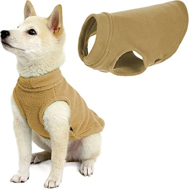 Gooby Stretch Fleece Vest Pullover Fleece Vest Jacket Sweater for Dogs Sand Small