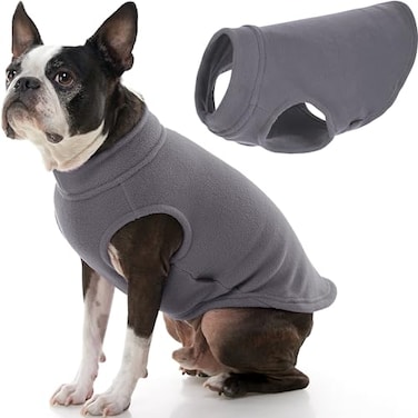 Gooby Stretch Fleece Vest Dog Sweater Gray Large Warm Pullover Super Stretchy Fleece Dog Jacket for Small to Large Dogs