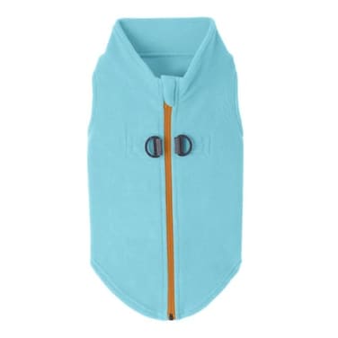 Gooby Zip Up Fleece Dog Sweater Turquoise Large Warm Pullover Fleece Stepin Dog Jacket with Dual D Ring Leash for Small to Medium Dogs