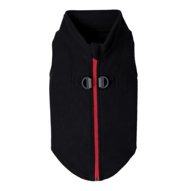 Gooby Zip Up Fleece Vest Fleece Jacket Sweater with Zipper Closure and Leash Ring Black Small