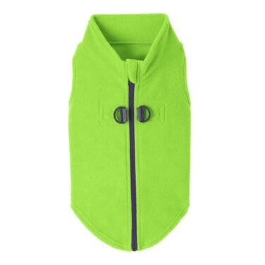 Gooby Zip Up Fleece Vest Fleece Jacket Sweater with Zipper Closure and Leash Ring Lime Medium