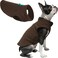 Gooby Fleece Vest Dog Sweater BrownTurquoise Medium Warm Pullover Fleece Dog Jacket with ORing Leash for Small to Medium Dogs