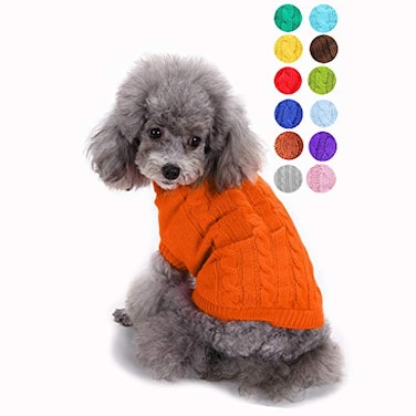 Bwealthest Dog Sweater Warm Soft Acrylic Blend Orange Large Turtleneck Solid Casual Adult Machine Washable Stretchable Winter Pet Apparel Sweater Dog Cat