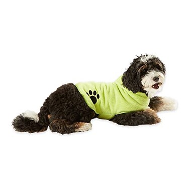 Bone Dry Pet Robe Collection Embroidered Absorbent Microfiber Bath Robe with Adjustable Closure for Dogs Cats Small Lettuce Green