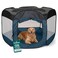 FurHaven SoftSided Dog Cat Playpen Portable Foldable Indoor Outdoor Pet Playpen with Mesh Windows Zippered Door Sailor Blue Extra Large