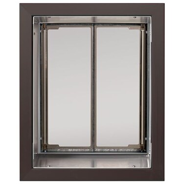 PlexiDor Performance Pet Doors for Dogs and Cats Wall Mount Dog Door with Lock and Key Bronze Large Size