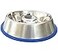 Mr. Peanut's Mr Peanuts Stainless Steel Interactive Slow Feed Dog Bowl with a Blue Base Fun Healthy Bloat Stop Feeder Large