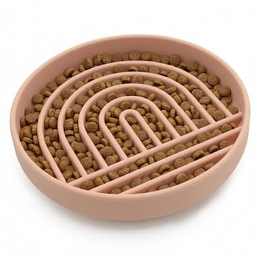 Should We Go? Should We Go Slow Feeder for Dogs Puppies The Slowdown Bowl Silicone Slow Eating Modern Lick Mat Design Reduces Gulping Fits 2 Cups 75 Across x 15 Tall Mealtime Challenge MediumBlush