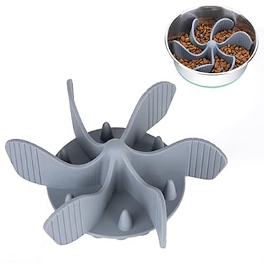 Keegud Slow Feeder Dog Bowls Insert Octopus Suction Cups Super Firm Slow Eating Dog Bowl Cuttable for Large Breed and Medium Size Dog Compatible with Regular and Elevated Dog Bowls Spiral