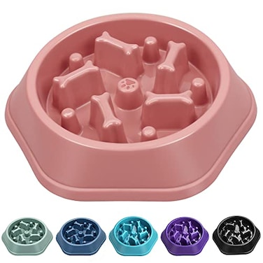 UPSKY Slow Feeder Dog Puzzle Bowl Interactive Bloat Stop NonSlide Lick Treat Bowl for Small Medium Dogs Pink