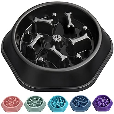 UPSKY Slow Feeder Dog Puzzle Bowl Interactive Bloat Stop NonSlide Lick Treat Bowl for Small Medium Dogs Black