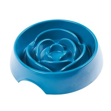 Messy Mutts Interactive Slow Feeder Puzzle Slow Feeder Dog or Cat Bowl Enrichment Food Dish for Eating Prevent Bloating 98 x 22 3 Cup Blue