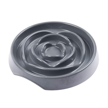 Messy Mutts Interactive Slow Feeder Puzzle Slow Feeder Dog or Cat Bowl Enrichment Food Dish to Slow Eating Prevent Bloating 8 x 13 175 Cup Cool Grey
