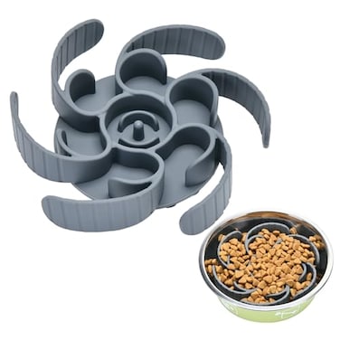 XIAOZHIHUI Slow Feeder Dog Bowls InsertThird Generation upgradedSuper Firm Eating BowlCuttable for Large Breed and Medium Small Size Compatible with Regular Elevated Metal Glass Dog Bowl Gray