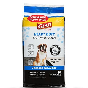 Glad for Pets XL Charcoal Training Pads Activated Carbon Odor Control with Heavy Duty LeakResistant Layers QuickDry Quilted Top Surface Indoor Potty and Crate Liner 24 x 24 in 30 Count