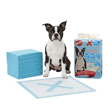 SPOT X Marks The Spot Extra Absorbent Puppy Pads with Adhesive Strips Pheromones Attracts Dogs to Center for Training Potty 22 x 22 50Pack