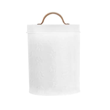 Amici Pet Puppy Paws White Metal Food Canister Small 64oz