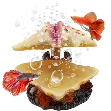 Abnaok Aquarium Shell Decoration Tropical Clam LiveAction Ornament for Fish Tank Aerating Aquarium Oxygenated Shell Pearl Air Stone Bubble Decoration