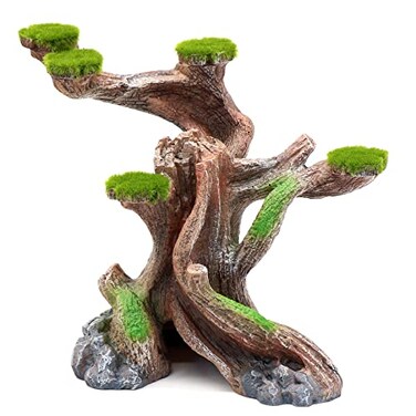 relaqcc Reptile Decor Aquarium Decorations Artificial Moss Resin Fish Tank Rocks Simulation Hollow Tree Leopard Gecko Trunk Accessories Aquarium ViewMedium