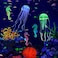 Lpraer 6 Pieces Glow Aquarium Ornaments Artificial Glow Floating Jellyfish Seahorse Anemones Silicone Simulation Fish Tank Decorations for Fish Tank