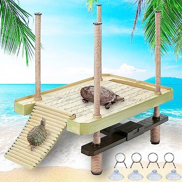 Keedolla Large Turtle Floating Basking Platform with Feeding Area Turtle Floating Docks Reptile Climbing Pier and Basking Platform for Tortoise Frogs Crabs and Salamanders