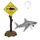 BEEMERIT Aquarium Shark Dcor Set Floating Great White Shark with Shark Warning Sign for Fish Tanks Decorative Accessories for Aquariums Shark Sighted