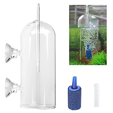 Bilindasly Aquarium Air Oxygen Bubbler Glass Cup CO2 Diffuser Air Aeration Oxygen Device with Water Tube Sucker Air Stone High Dissolved Oxygen for Fish Tank