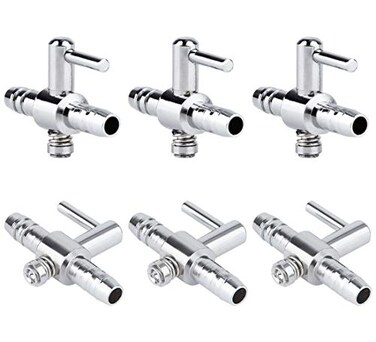 Pawfly 6 PCS 1Way Aquarium Air Flow Control Lever Straight Valve Distributor Splitter for Fish Tank