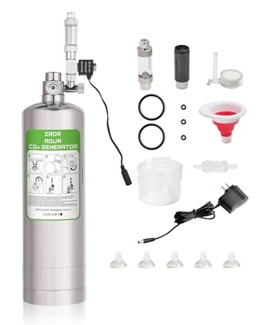 ZRDR 2L Co2 Generator System with Pressure Gauge Automatic Pressure Relief Valve Bubble Counter for Aquarium PlantsStable Output