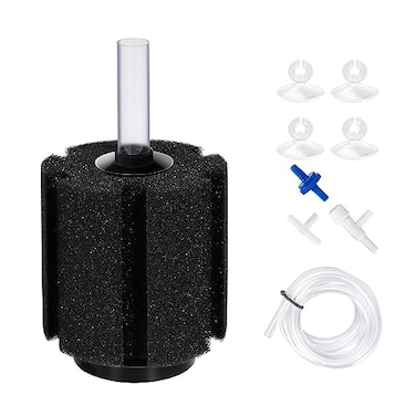 AQUANEAT Aquarium Air Powered Sponge Filter Fish Tank Bio Bubble Filter with Airline Tubing Valves Suction Cup Up to 60Gal