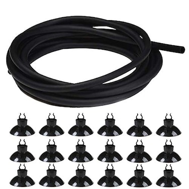 JIH 25 Feet Standard Airline Tubing Black with Suction Cups for AquariumsTerrariums