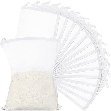 Geiserailie 15 Pcs Aquarium Filter Media Bags 150 Micrometer Fine Filter Bags Mesh Reusable with Zipper for Activated Carbon Resins 55 x 79 Inch