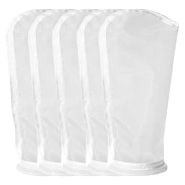 Honritone 5Pack Nylon Mesh Filter Socks 4 Inch Ring 5075 100200 300400 Micron by 14 Inch Long Aquarium Filter Bags 100 Micron 4 x 14 Nylon Mesh Bag