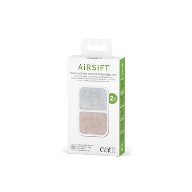 Catit Airsift Dual Action Air Purifier Pad 2 Pack Two Media Filter to Keep Litter Box Odors at Bay