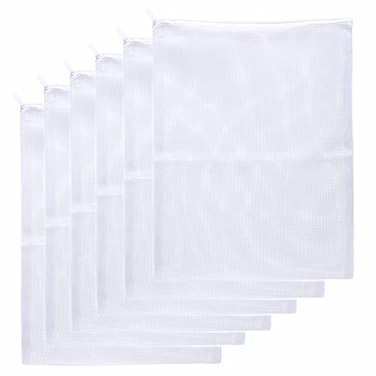 JIHAQUA Aquarium Filter Bags Large Reusable Fish Tank Filter Media Mesh Bags with Plastic Zipper 115 x 155 inch 6 Pack
