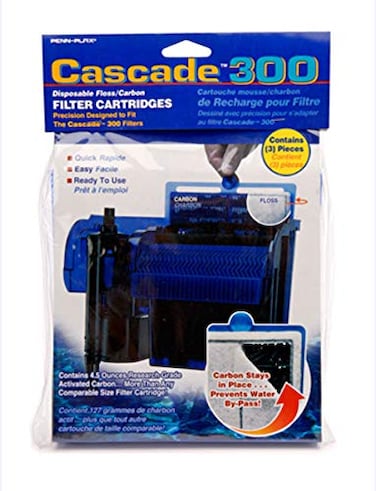 Penn-Plax PennPlax Cascade 300 GPH Hang On Filter Replacement Media 3 Pack DualSided Aquarium Filter Cartridge with Activated Carbon PolyFiber Floss for CPF5 Fresh Saltwater Blue Black 10x3x7in