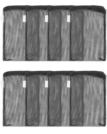 Pawfly 8 Pack Aquarium Filter Media Bags Fish Tank Fine Mesh Bag with Plastic Zipper Aquarium Mesh Bag for Activated Carbon Bio Filter Balls Filter Stones Ceramic Rings 8 x 55