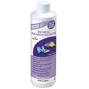 MICROBE-LIFT MICROBELIFT Bacterial Cleaner and Balancer for Salt and Fresh Water Tanks and Aquariums Reduces Organic Waste and Prevents New Tank Syndrome 8oz