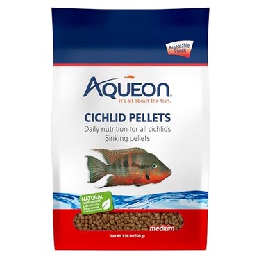 Aqueon Cichlid Slow Sinking Fish Food Pellets Medium Size 25 Ounce
