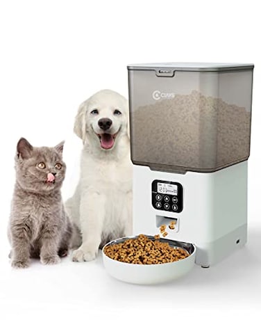 Ciays Automatic Cat Feeder 56L Control 4 Meals Per Day Pet Dry Food Dispenser Dual Power Supply Voice Recorder White